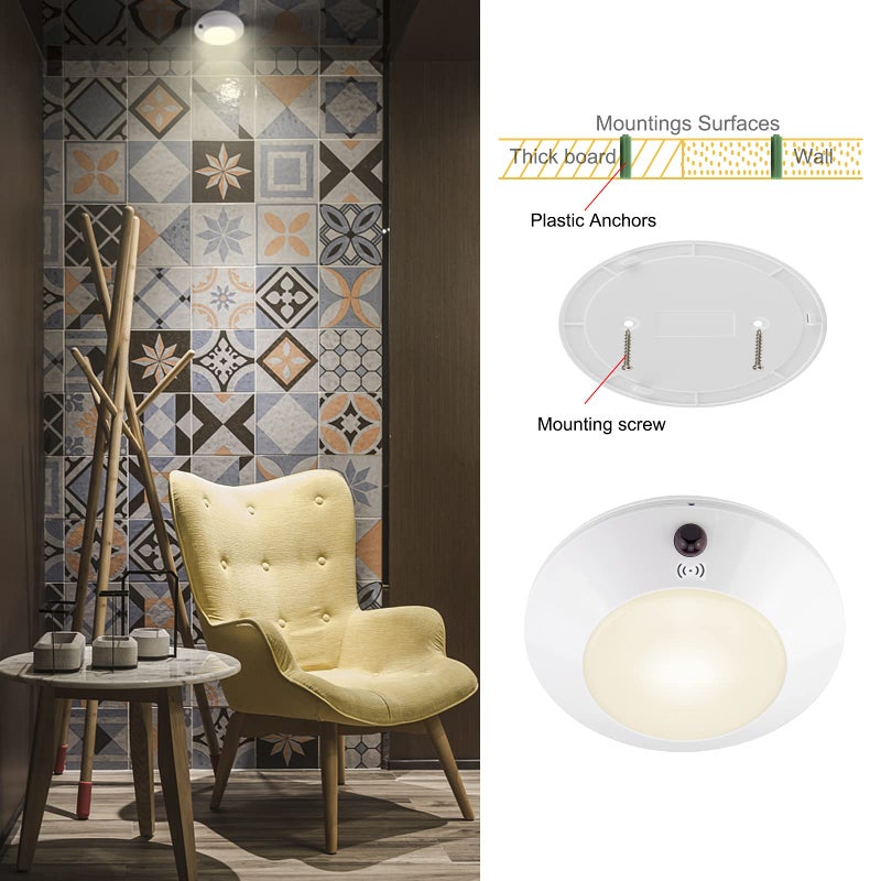 BIGLIGHT Battery Operated LED Ceiling Light, Remote Controlled, 12 Color Changing Mood Light, Hallway Lighting, Dimmable Night Light for Shower Closet Bedroom Corridor Bathroom, 2 Pack - Image 5